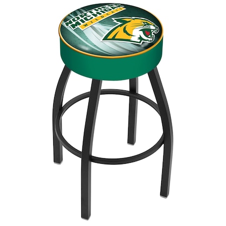 Holland Bar Stool Co 30" Northern Michigan Cushion Seat, Blk Wrinkle Base Swivel Bar Stool L8B130NorMic-D2